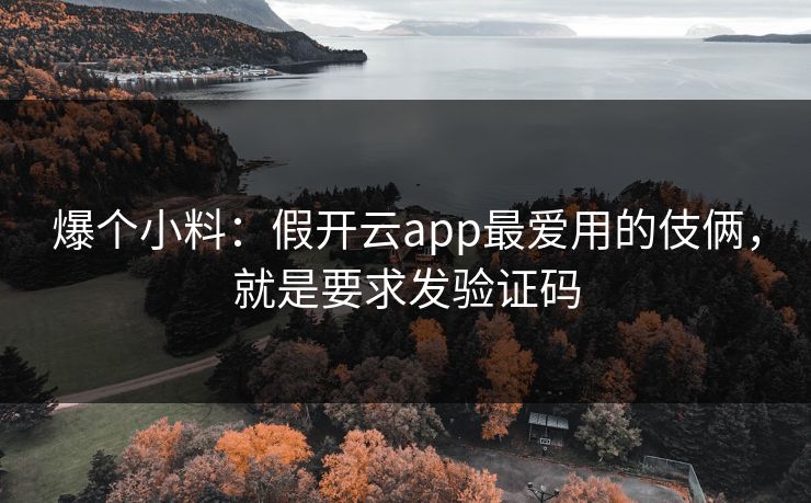 爆个小料：假开云app最爱用的伎俩，就是要求发验证码